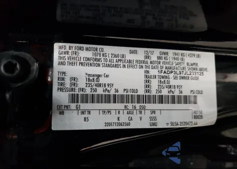 2018 Ford Focus St из США, поврежденный, VIN 1FADP3L97JL232125